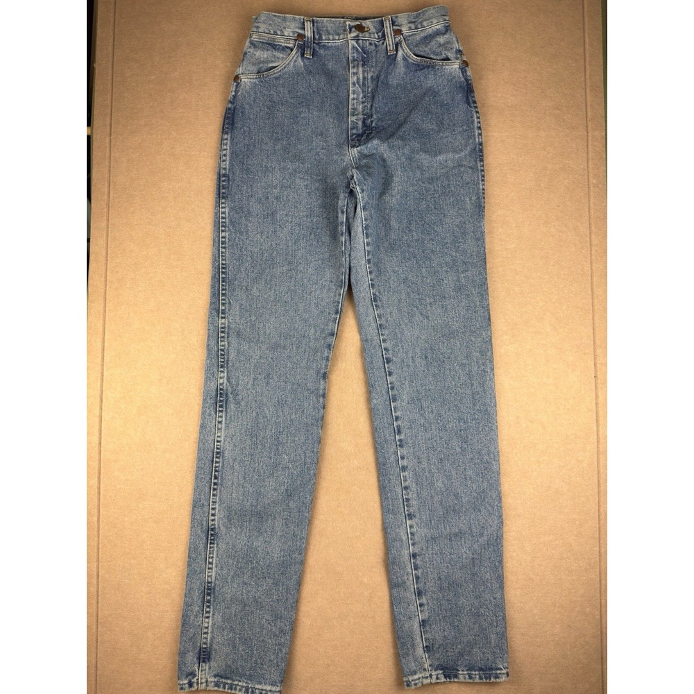 Vintage Wrangler Mom‎ Jeans Women's 9x34 Blue High Rise Straight Leg Denim USA